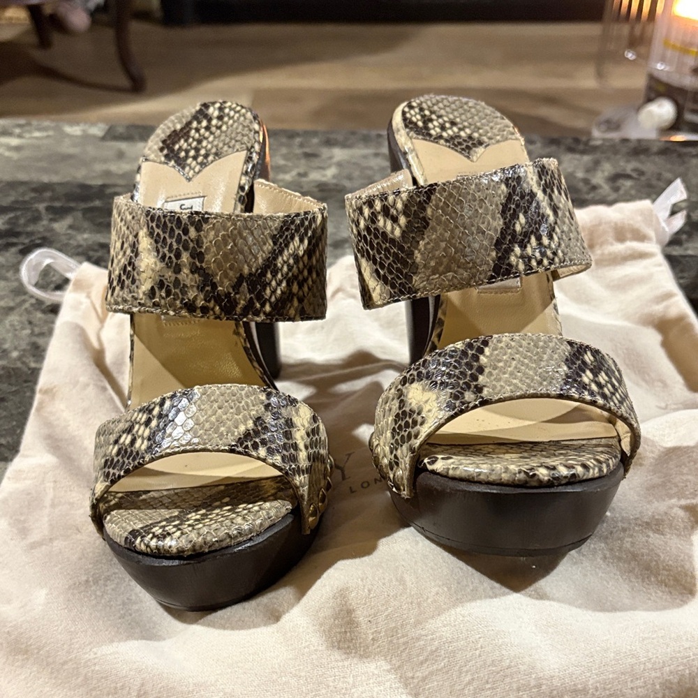 Jimmy Choo Snake Print Platform Sandals